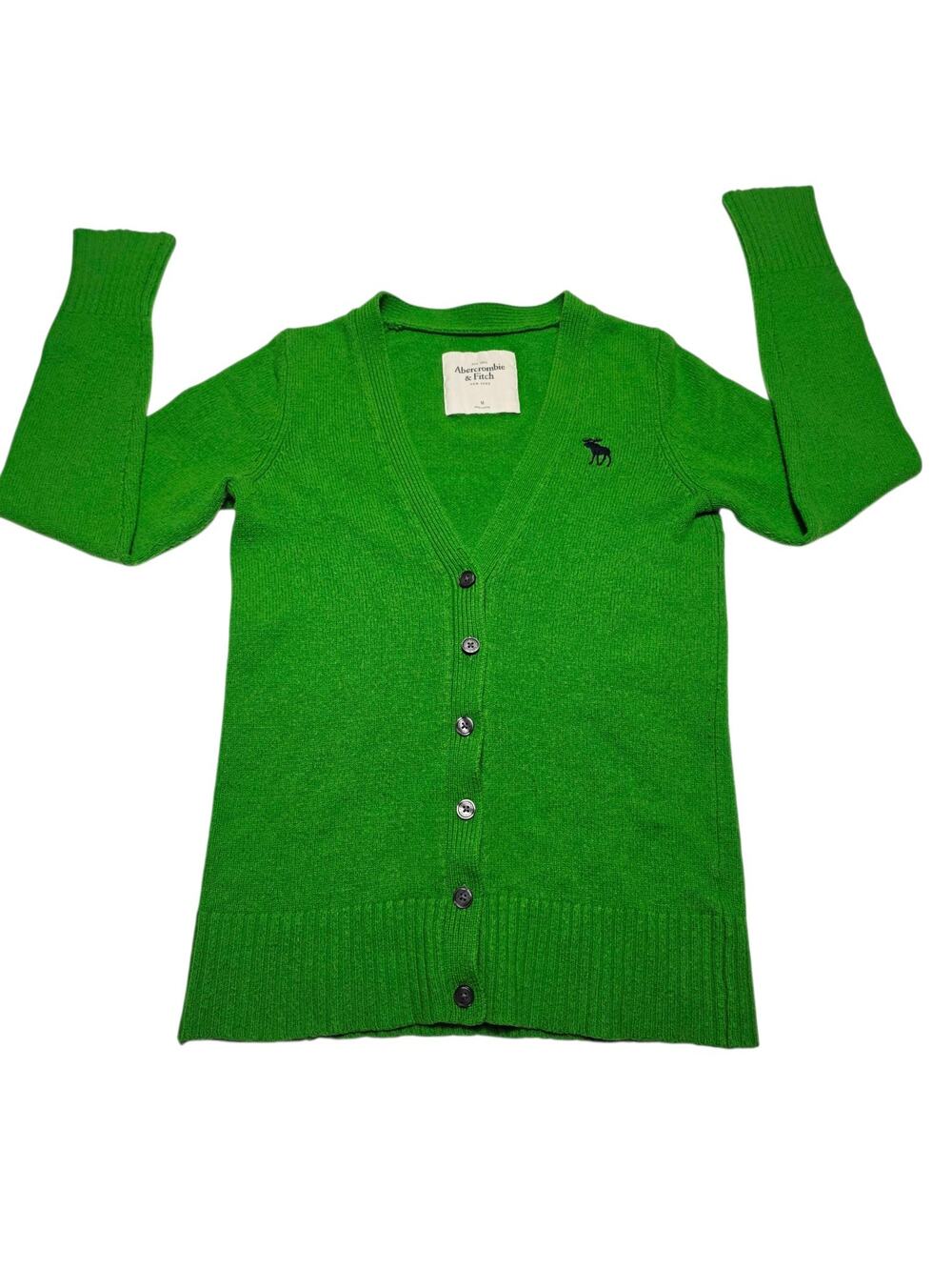 Abercrombie & Fitch Kelly Green V-Neck Button Cardigan